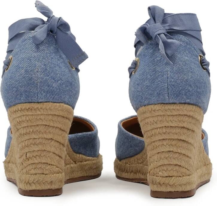 Kazar Blauwe Geknoopte Espadrille Plateau Sandalen Blue Dames