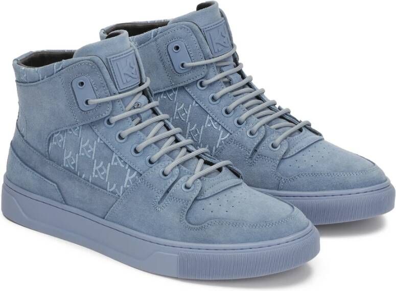 Kazar Blauwe hoge sneakers versierd met monogrammen Blue Heren