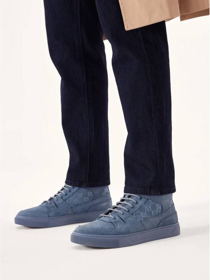 Kazar Blauwe hoge sneakers versierd met monogrammen Blue Heren