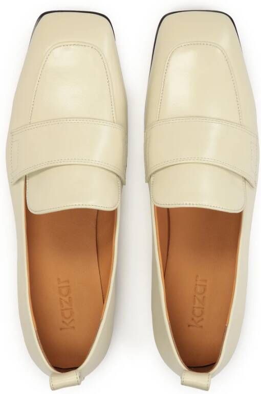 Kazar Bright leren loafers op een contrasterende zool Beige Dames