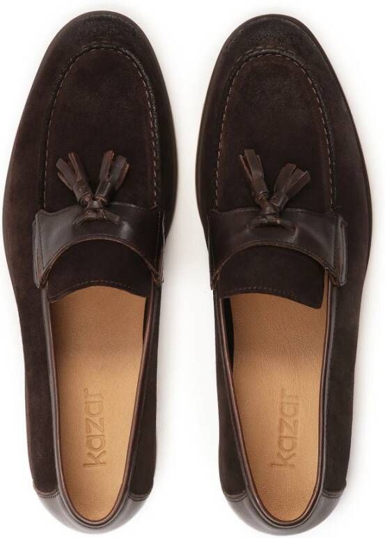 Kazar Bruin suède en graanleer loafers Brown Heren