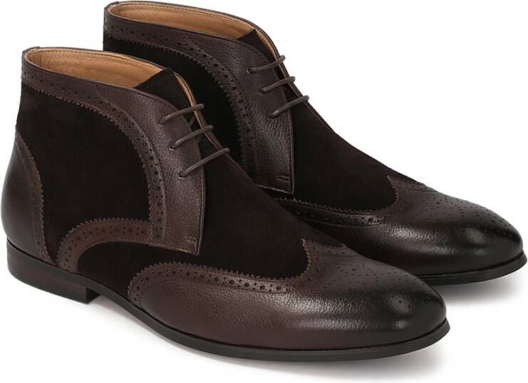 Kazar Bruine Brogue-Style Enkellaarzen Brown Heren