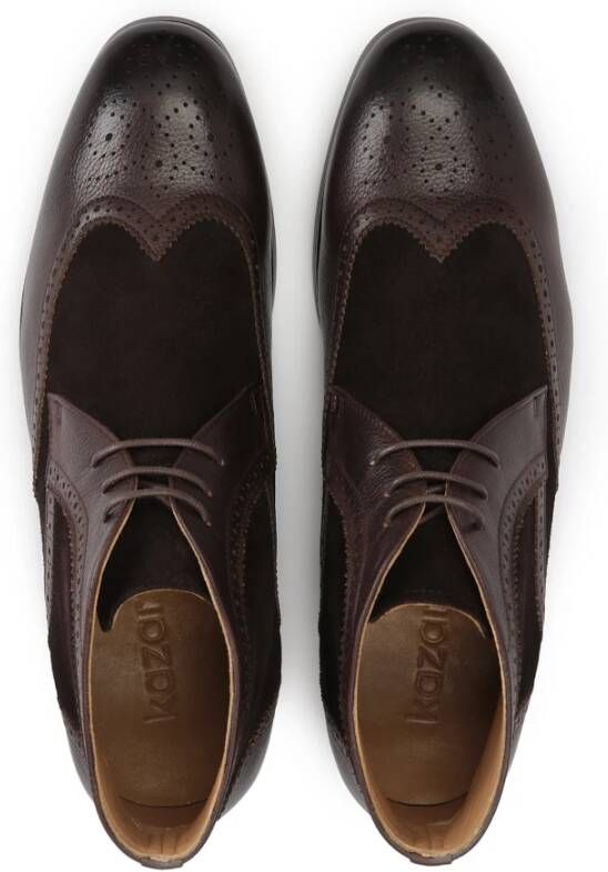 Kazar Bruine Brogue-Style Enkellaarzen Brown Heren