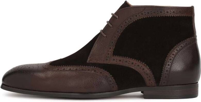 Kazar Bruine Brogue-Style Enkellaarzen Brown Heren