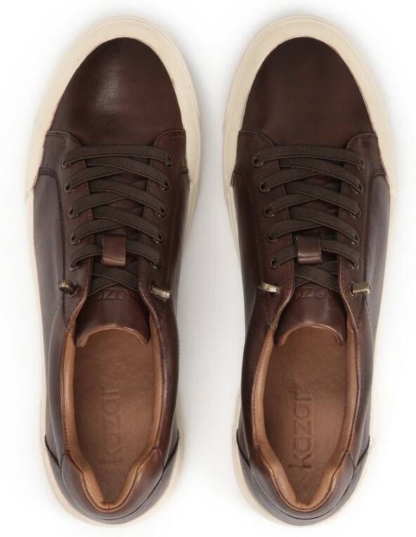 Kazar Bruine leren herensneakers Brown Heren