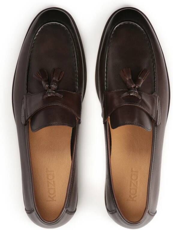 Kazar Bruine leren loafers met kwastjes Brown Heren