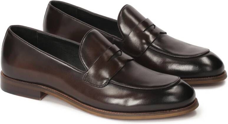 Kazar Bruine leren loafers voor heren Brown Heren