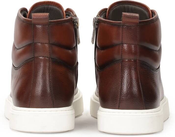 Kazar Bruine leren sneakers met hoge schacht Brown Heren