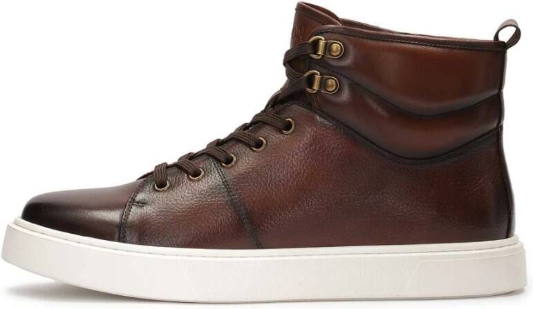 Kazar Bruine leren sneakers met hoge schacht Brown Heren