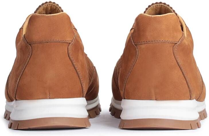 Kazar Bruine leren sneakers voor heren versierd met perforatie Brown Heren