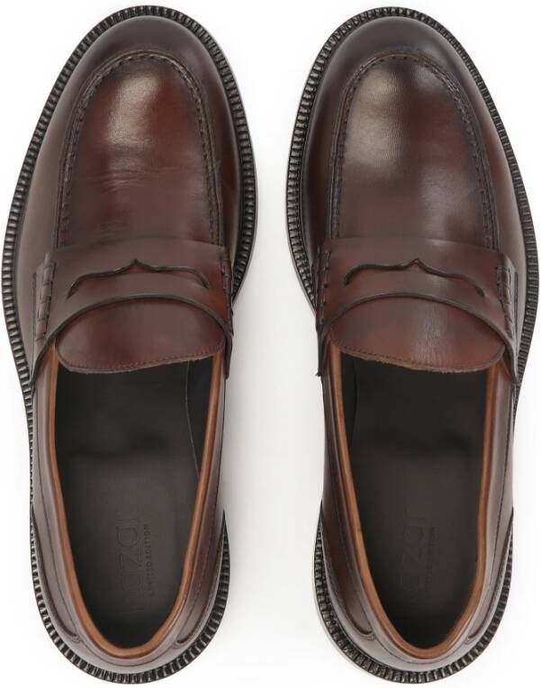 Kazar Bruine loafers met leren zool Brown Heren