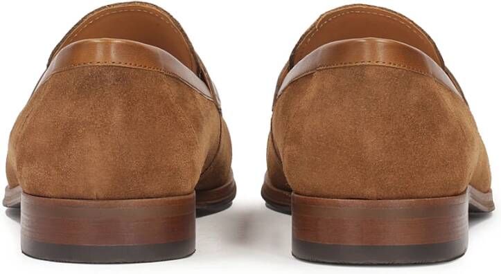 Kazar Bruine loafers van suède met perforaties Brown Heren