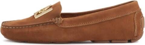 Kazar Bruine mocassins met groot metalen monogram Brown Dames