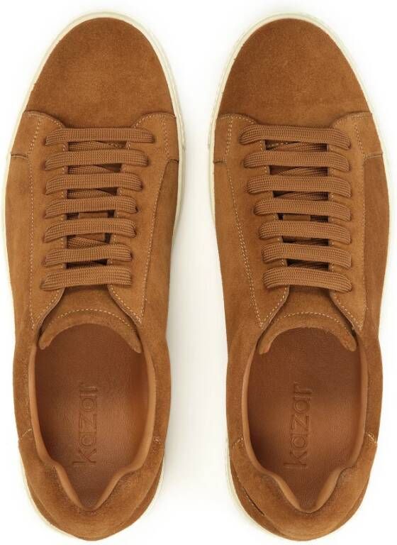 Kazar Bruine suède sneakers met witte zool Brown Heren