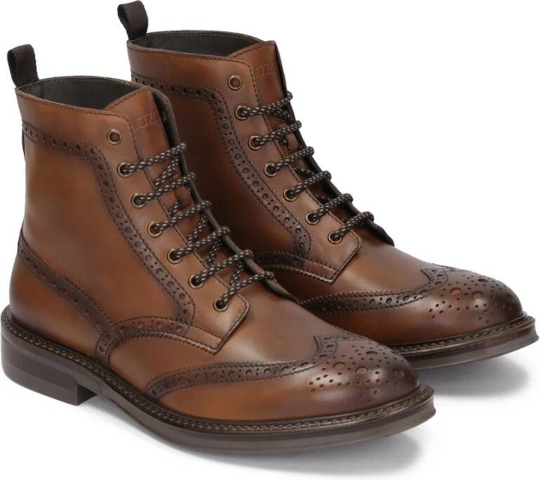 Kazar Bruine veterschoenen met brogue decoratie Brown Heren