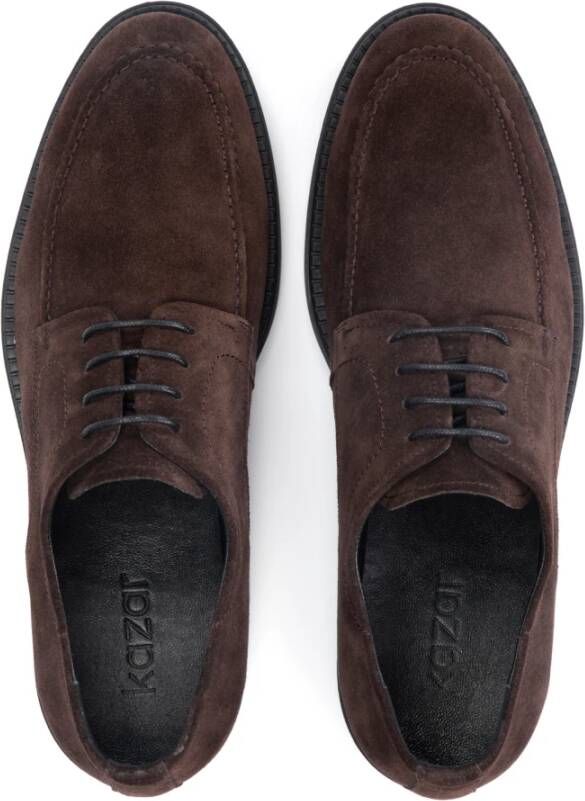 Kazar Casual Donkerbruine Suède Derby Schoenen Brown Heren