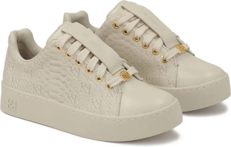 Kazar Comfortabele leren sneakers met reliëfpatroon White Dames