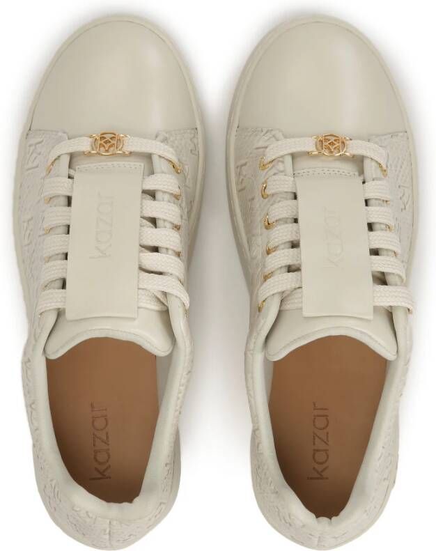 Kazar Comfortabele leren sneakers met reliëfpatroon White Dames