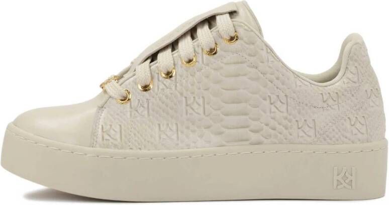 Kazar Comfortabele leren sneakers met reliëfpatroon White Dames