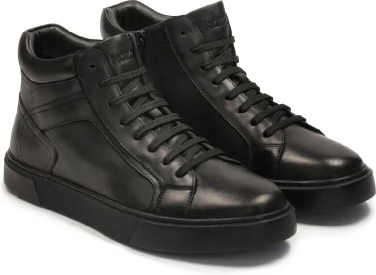 Kazar Comfortabele zwarte herensneakers met hoge schacht Black Heren