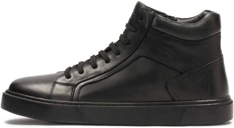 Kazar Comfortabele zwarte herensneakers met hoge schacht Black Heren