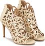 Kazar Crème peep toe laarzen met open patroon Beige Dames - Thumbnail 2