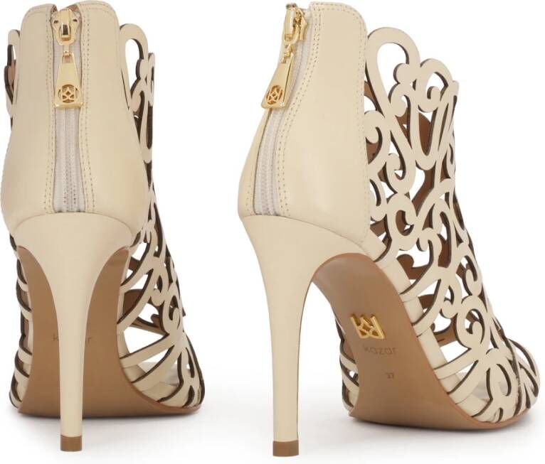 Kazar Crème peep toe laarzen met open patroon Beige Dames