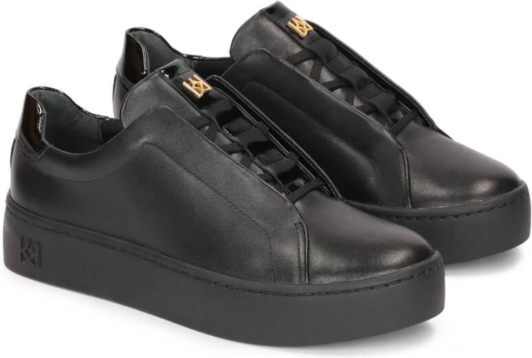 Kazar Dames comfortabele zwarte graanleren sneakers Black Dames