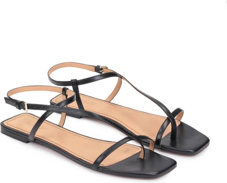 Kazar Dames subtiele sandalen op een platte zool Black Dames