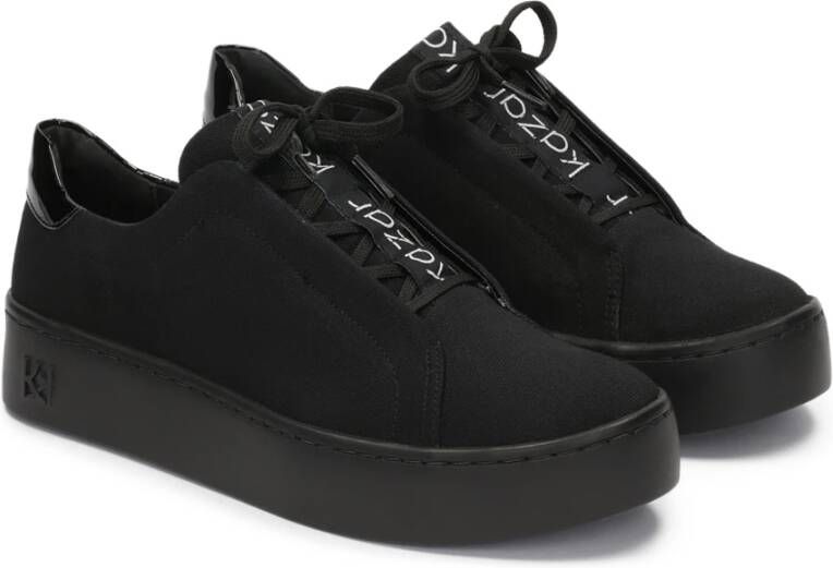 Kazar Dames zwarte sneakers met aantrekkelijke vetersluiting Black Dames