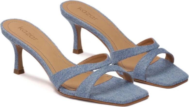 Kazar Denim muiltjes met twee bandjes op een stiletto hak Blue Dames