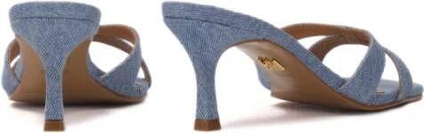 Kazar Denim muiltjes met twee bandjes op een stiletto hak Blue Dames