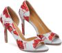 Kazar Denim stof peep toe pumps met geborduurde bloemen Red Dames - Thumbnail 3