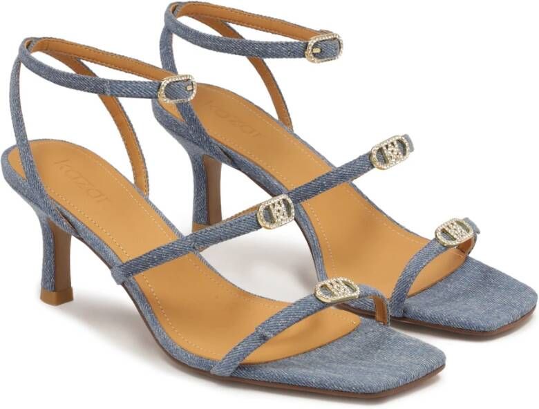 Kazar Denim stof sandalen met lage hak Blue Dames