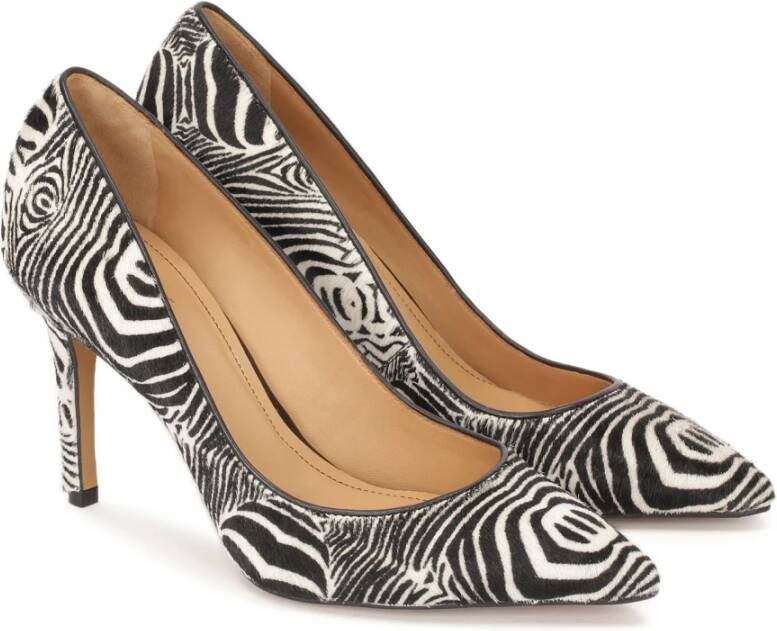 Kazar Dierenprint leren pumps met natuurlijke borstelharen Black Dames