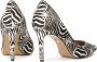 Kazar Dierenprint leren pumps met natuurlijke borstelharen Black Dames - Thumbnail 8