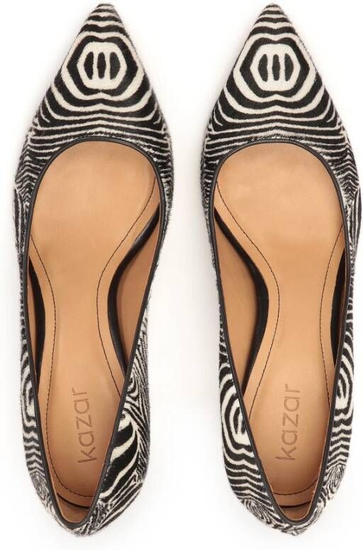 Kazar Dierenprint leren pumps met natuurlijke borstelharen Black Dames