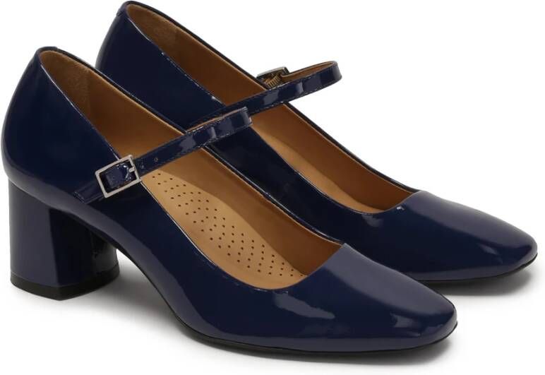 Kazar Donkerblauwe gelakte pumps met lage hak Blue Dames