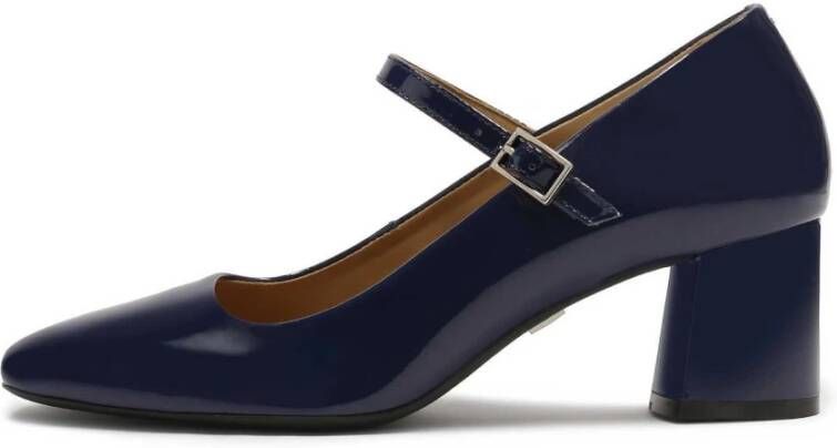 Kazar Donkerblauwe gelakte pumps met lage hak Blue Dames