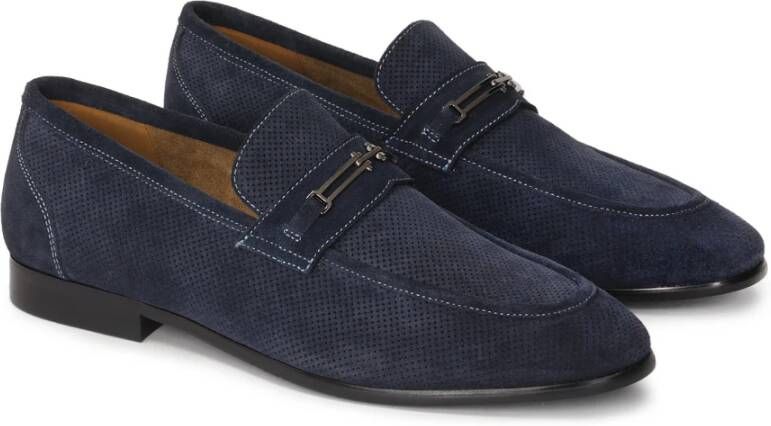 Kazar Donkerblauwe loafers met perforatie en metalen versiering Blue Heren