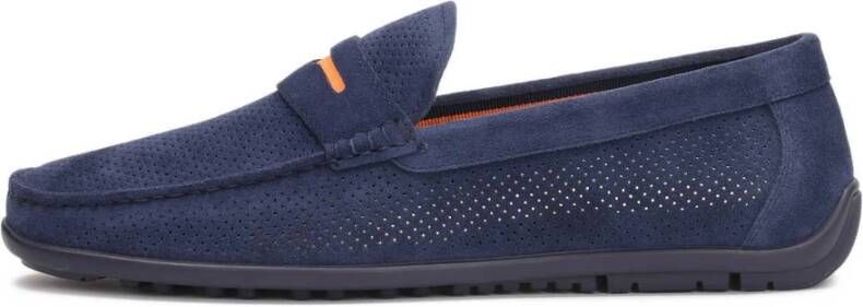 Kazar Donkerblauwe mocassins met oranje inzetstuk Blue Heren