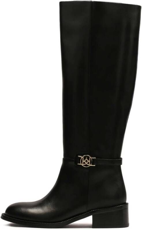 Kazar Eenvoudige leren laarzen met een metalen monogram Black Dames