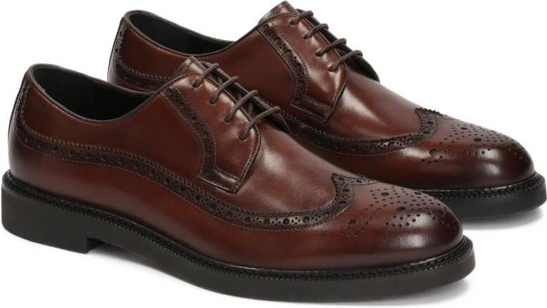 Kazar Elegante bruine leren halfschoenen met rozetdecoratie Brown Heren