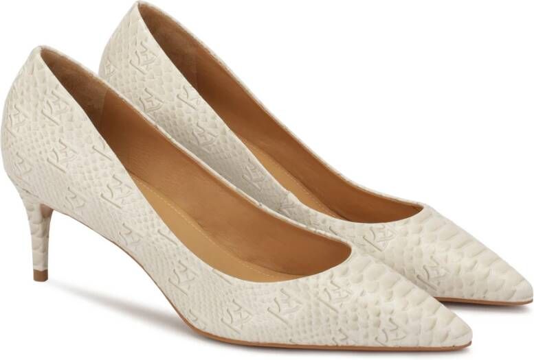 Kazar gegraveerde monogram leren pumps White Dames