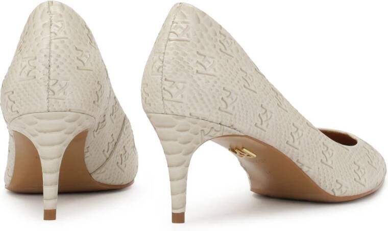 Kazar gegraveerde monogram leren pumps White Dames