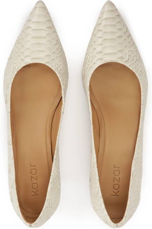 Kazar gegraveerde monogram leren pumps White Dames