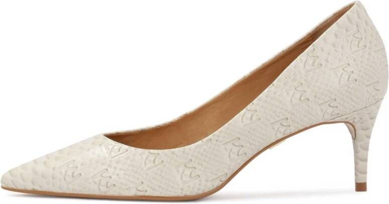 Kazar gegraveerde monogram leren pumps White Dames