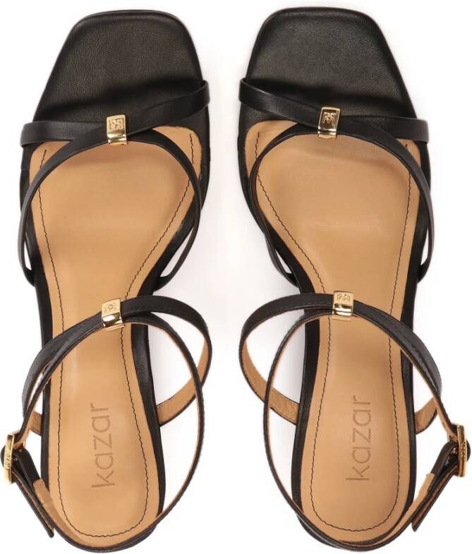 Kazar Gekruiste Banden Leren Plateau Sandalen Black Dames