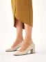 Kazar Gelakte beige pumps met een brede hak Beige Dames - Thumbnail 4