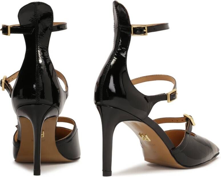 Kazar Gelakte halfopen pumps met bandjes Black Dames